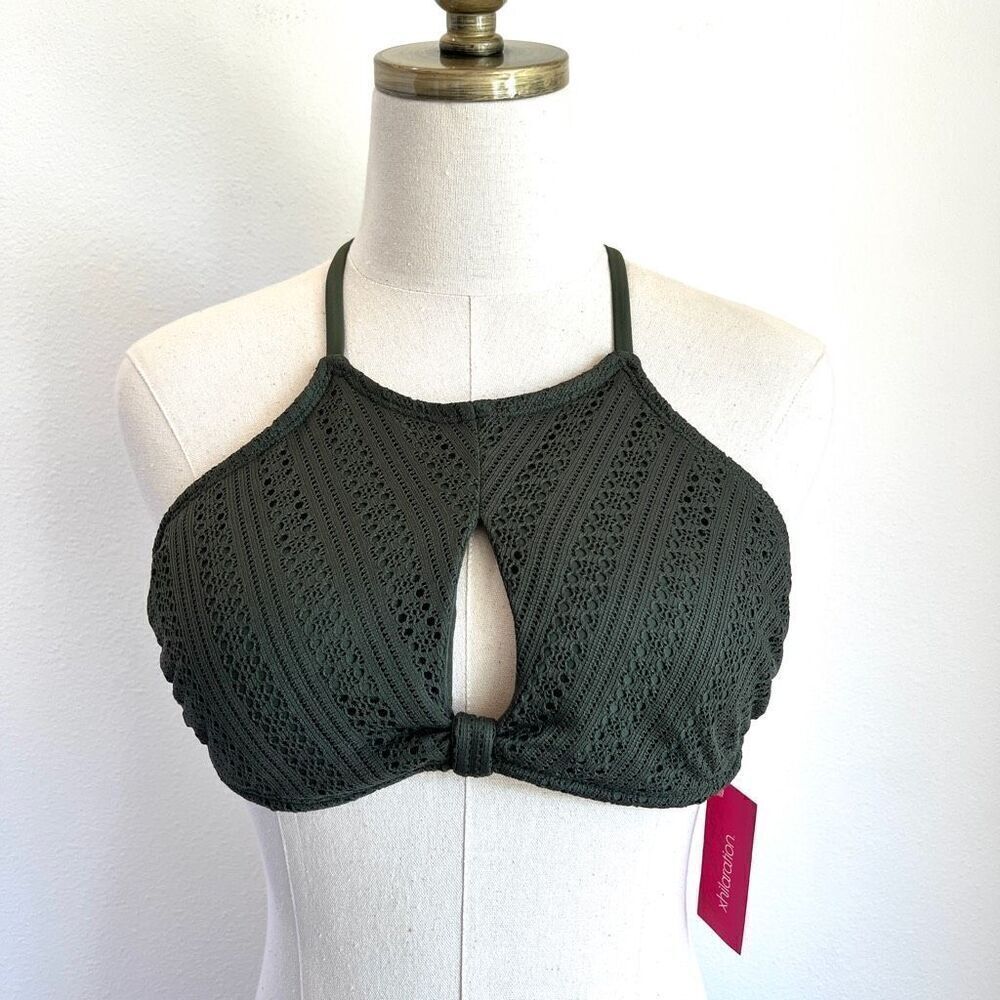 Xhilaration Dark Green Crochet Bikini Top